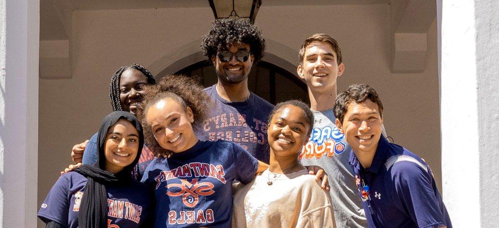 Saint Mary's College admitted students standing together and smiling